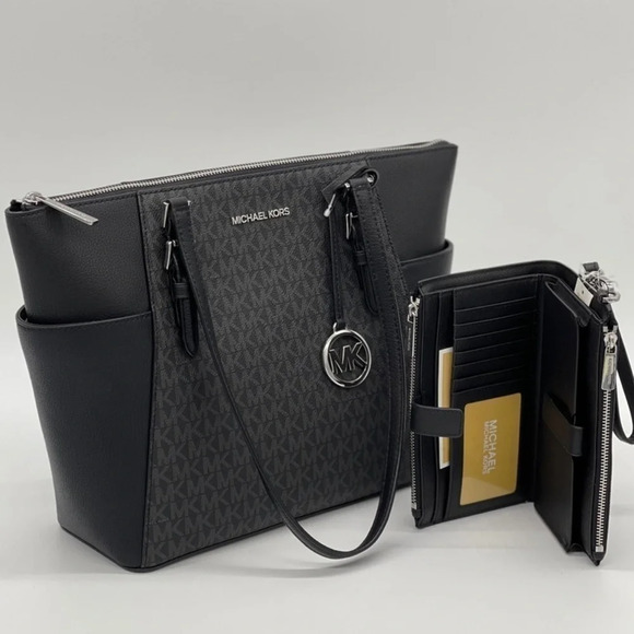 Michael Kors Charlotte Bag & Double Zip Wallet Black - Picture 4 of 11